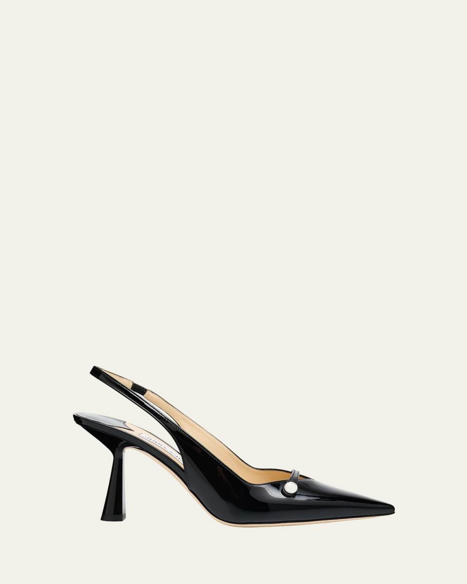 Amita 85 Patent Nappa Leather Slingback Pumps